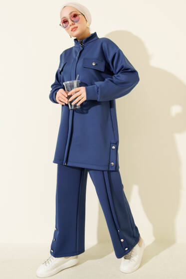 Göğüs Cep Kapaklı Fermuarlı Scuba İkili Takım Lacivert - Scuba Ürünler
