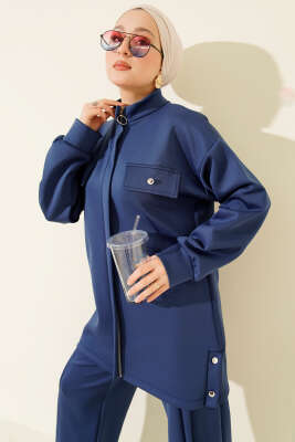 Göğüs Cep Kapaklı Fermuarlı Scuba İkili Takım Lacivert - Scuba Ürünler