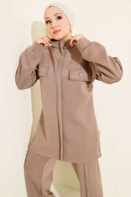 Göğüs Cep Kapaklı Fermuarlı Scuba İkili Takım Vizon - Scuba Ürünler