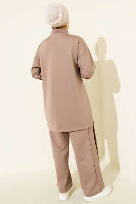 Göğüs Cep Kapaklı Fermuarlı Scuba İkili Takım Vizon - Scuba Ürünler