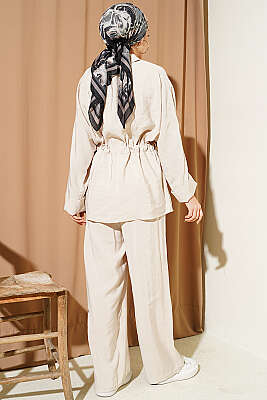 Göğüs Cepli Bel Tünelli Modal Takım Taş - İkili Takım