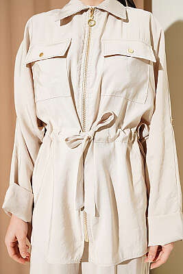 Göğüs Cepli Bel Tünelli Modal Takım Taş - İkili Takım