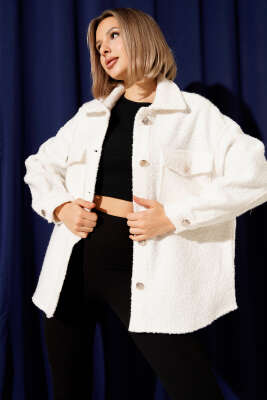 Göğüs Cepli Buklet Ceket Ekru - LEVURE