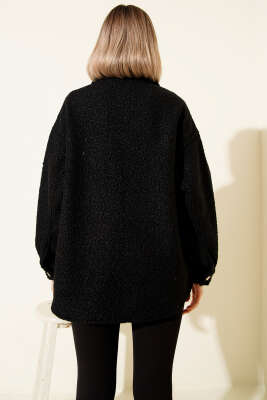 Göğüs Cepli Buklet Ceket Siyah - Kadın Giyim Modelleri