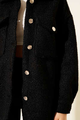 Göğüs Cepli Buklet Ceket Siyah - Kadın Giyim Modelleri