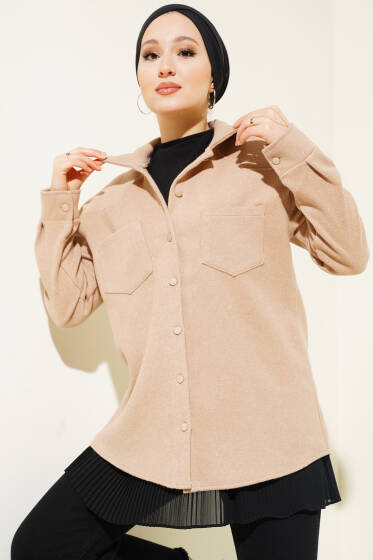 Göğüs Cepli Kaşe Gömlek Bisküvi - Gömlek