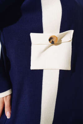 Göğüs Cepli Triko İkili Takım Lacivert - Triko İkili Takım