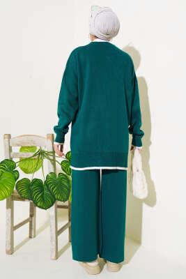 Göğüs Cepli Triko İkili Takım Zümrüt - Triko İkili Takım