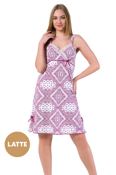 Göğüs Dantelli Bayan Gecelik Latte - Pijama & Gecelik