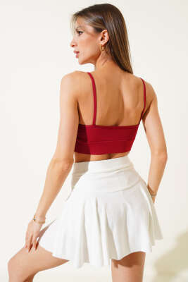 Göğüs Dekolteli İp Askılı Büstiyer Bordo - Yılın Fırsatı