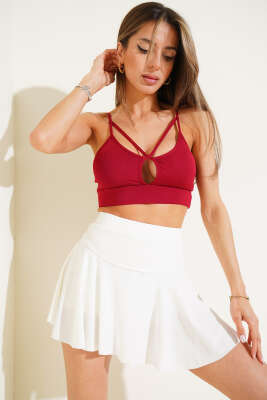 Göğüs Dekolteli İp Askılı Büstiyer Bordo - Yılın Fırsatı