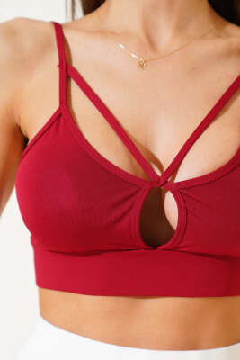 Göğüs Dekolteli İp Askılı Büstiyer Bordo - Yılın Fırsatı