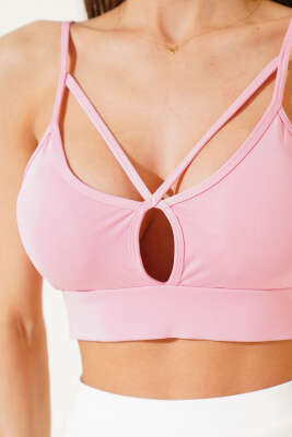 Göğüs Dekolteli İp Askılı Büstiyer Pembe - Yılın Fırsatı