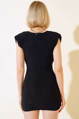 Göğüs Dekolteli Mini Elbise Siyah - Kadın Giyim Modelleri