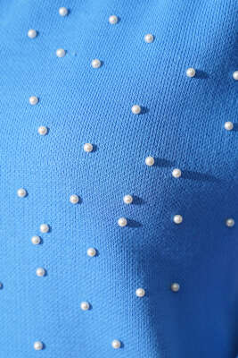 Göğüs İncili Triko İkili Takım İndigo - Triko İkili Takım