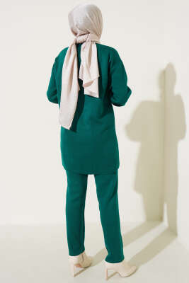 Göğüs İncili Triko İkili Takım Zümrüt - Triko İkili Takım