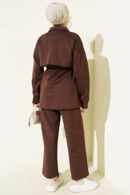 Göğüs Parçalı Tünelli Scuba İkili Takım Kahve - İkili Takım