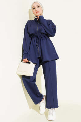 Göğüs Parçalı Tünelli Scuba İkili Takım Lacivert - TABLO FASHİON