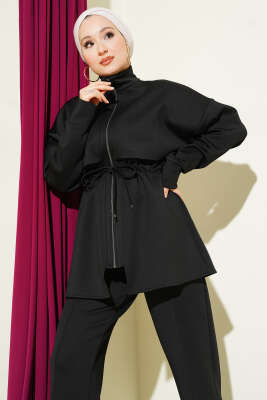 Göğüs Parçalı Tünelli Scuba İkili Takım Siyah - İkili Takım