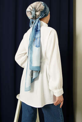 Göğüs Pelerinli Kuşaklı Modal Gömlek Ekru - Bayram Kombinleri