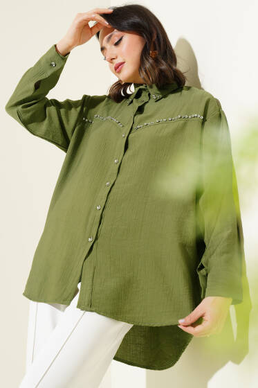 Göğüs Taş Sıralı Gömlek Haki - Gömlek