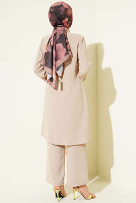 Gold Aksesuarlı İp Bağlamalı İkili Takım Bej - İkili Takım