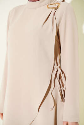 Gold Aksesuarlı İp Bağlamalı İkili Takım Bej - İkili Takım