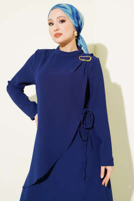 Gold Aksesuarlı İp Bağlamalı İkili Takım Lacivert - İkili Takım