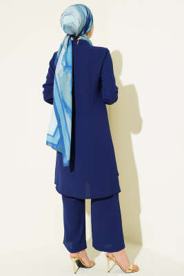 Gold Aksesuarlı İp Bağlamalı İkili Takım Lacivert - İkili Takım