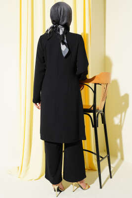 Gold Aksesuarlı İp Bağlamalı İkili Takım Siyah - İkili Takım