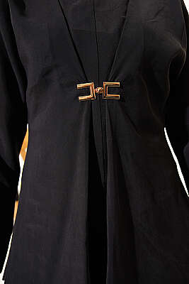 Gold Aksesuarlı V Yaka Modal İkili Takım Siyah - İkili Takım