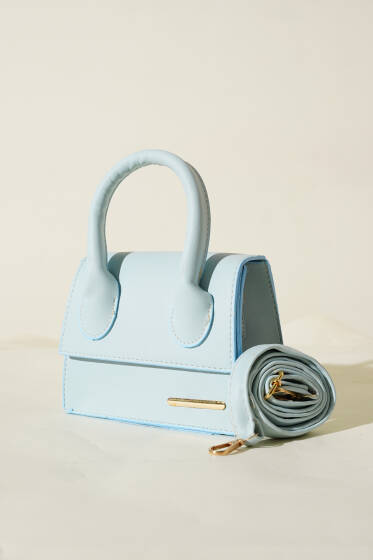 Gold Arma Detaylı Çanta Bebe Mavi - Kol Çantası