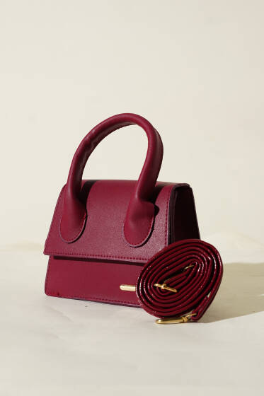 Gold Arma Detaylı Çanta Bordo - Kol Çantası