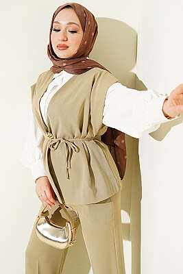 Gold Broşlu Yelekli İkili Takım Nefti - MD TREND