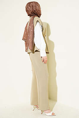 Gold Broşlu Yelekli İkili Takım Nefti - İkili Takım