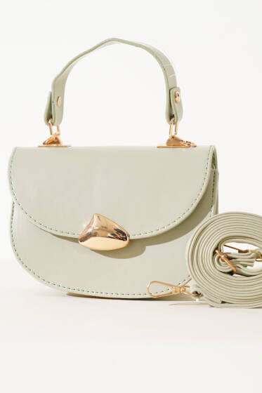 Gold Detaylı Baget Çanta Çağla Yeşili - Kol Çantası