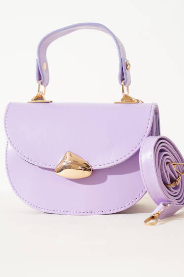 Gold Detaylı Baget Çanta Lila - Kol Çantası