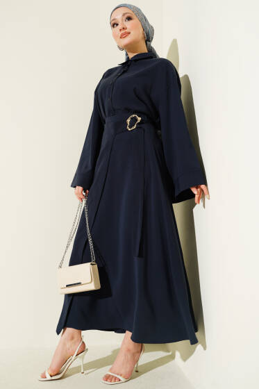 Gold Detaylı Etekli Modal İkili Takım Lacivert - İkili Takım