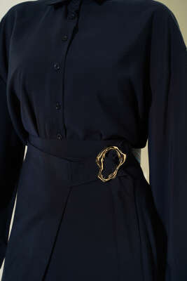 Gold Detaylı Etekli Modal İkili Takım Lacivert - İkili Takım