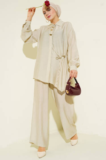 Gold Detaylı İp Bağlamalı İkili Takım Taş - İkili Takım