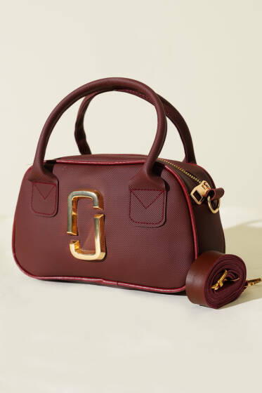 Gold Detaylı Mini Çanta Bordo - Bel Çantası