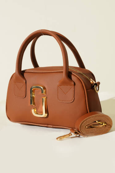 Gold Detaylı Mini Çanta Taba - Bel Çantası