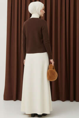 Gold Düğme Detaylı Kısa Triko Hırka Kahve - Yılın Fırsatı