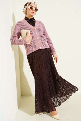 Gold Düğmeli Ajurlu Kısa Triko Hırka Galibarda - Yılın Fırsatı