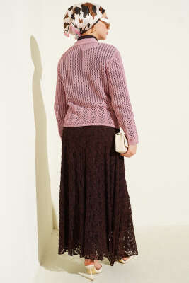 Gold Düğmeli Ajurlu Kısa Triko Hırka Galibarda - Yılın Fırsatı