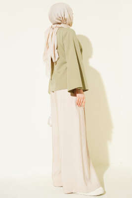 Gold Düğmeli Bağcıklı Kısa Ceket Çağla Yeşili - Ceket