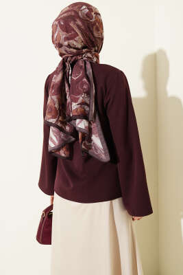 Gold Düğmeli Bağcıklı Kısa Ceket Mürdüm - Ceket