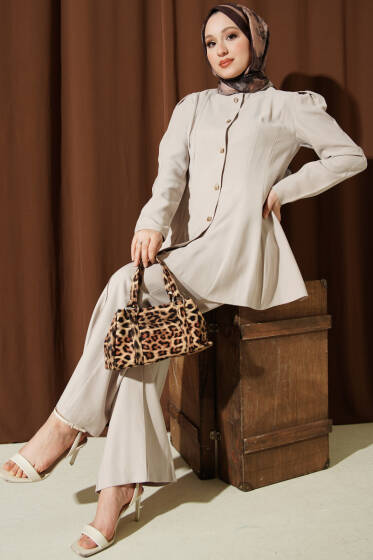 Gold Düğmeli Basic Tensel İkili Takım Taş - İkili Takım