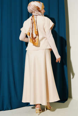 Gold Düğmeli Basic Yelek Bej - Yelek