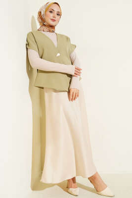 Gold Düğmeli Basic Yelek Çağla Yeşili - Yelek